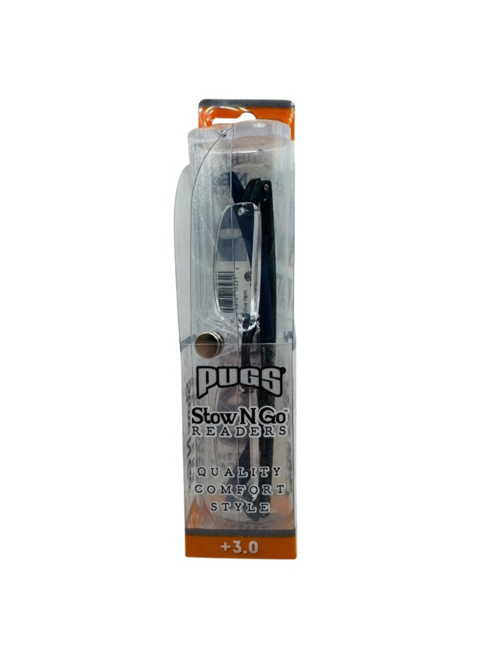 Pugs Stow N Go +3.0 Reading Glasses With Anti-Reflective Lens & Ultra-Light Riml